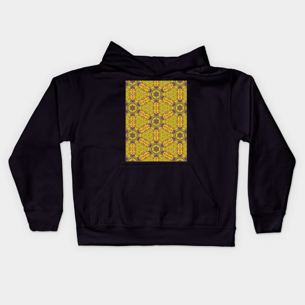 Detailed Yellow and Green Hex Shaped Star Pattern - WelshDesignsTP004 Kids Hoodie by WelshDesigns